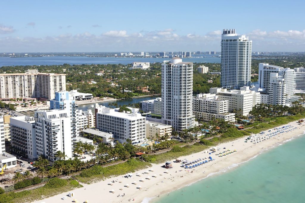 miami, aerial, beach